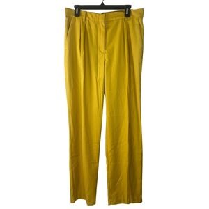 NWT H&M Womens Yellow Straight Leg Dress Pants Work Cottagecore Boho Bold 12